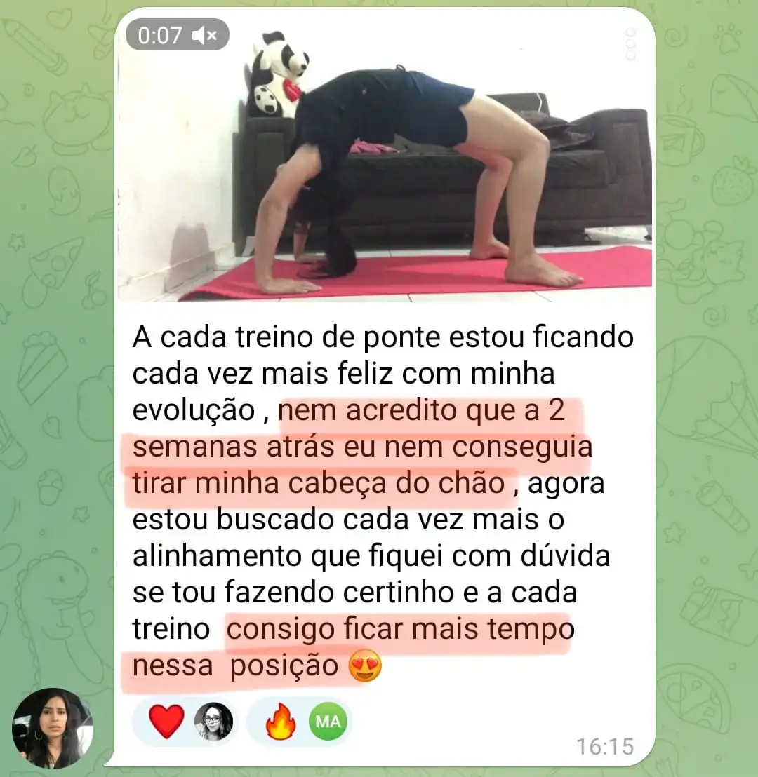 “Nem acredito que a 2 semanas atrás eu nem conseguia tirar minha cabeça do chão”